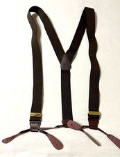   CTM Men's Elastic Button End Suspenders Dark Brown EXCELLENT