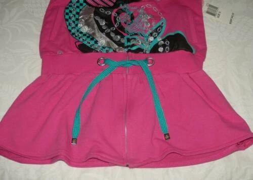 APPLE BOTTOMS Girls Pink Logo Sleeveless Tunic Top Hooded Mini dress S M 7 8 10 - Image 3 of 3