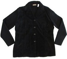 Valerie Separates Women's Black Suede And Merino Wool Sweater Jacket Size Large