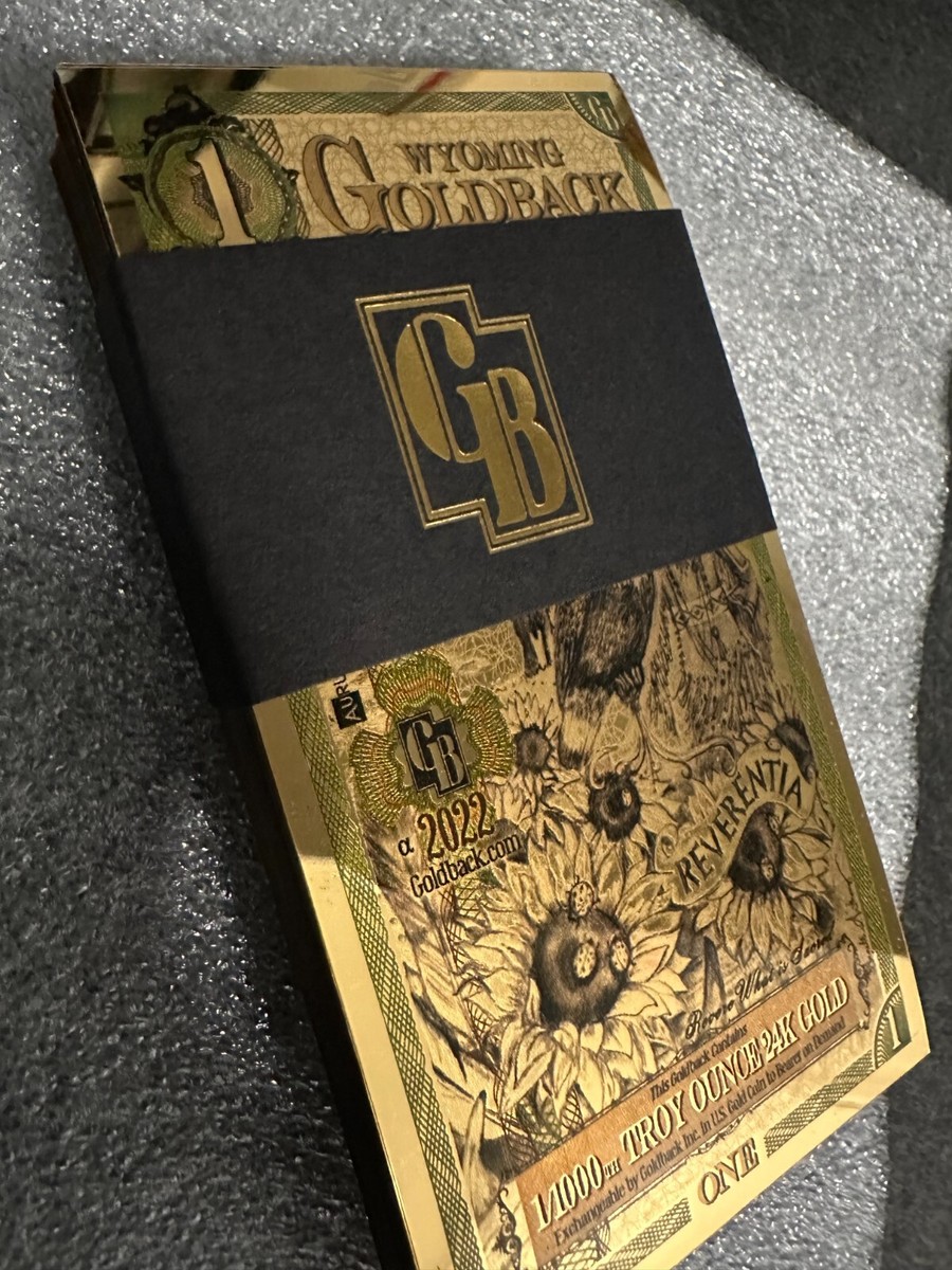 【洋書】time in gold 100X 1 Wyoming ALPHA Goldback Aurum Gold Foil Note 1/1000 oz 24kt