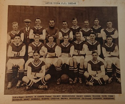 Original 1932 Aston Villa Football Club Sepia Print Team Photo