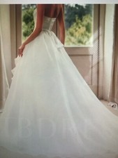 A- Line Sweetheart Tiered Ruched Flowers Sashes Wedding dress
