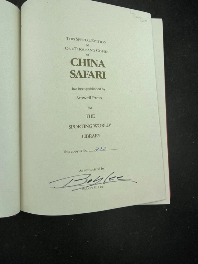 CHINA SAFARI Robert M. lee AMWELL PRESS signed 280/1000 sheep hunting Leather - Image 3 of 3