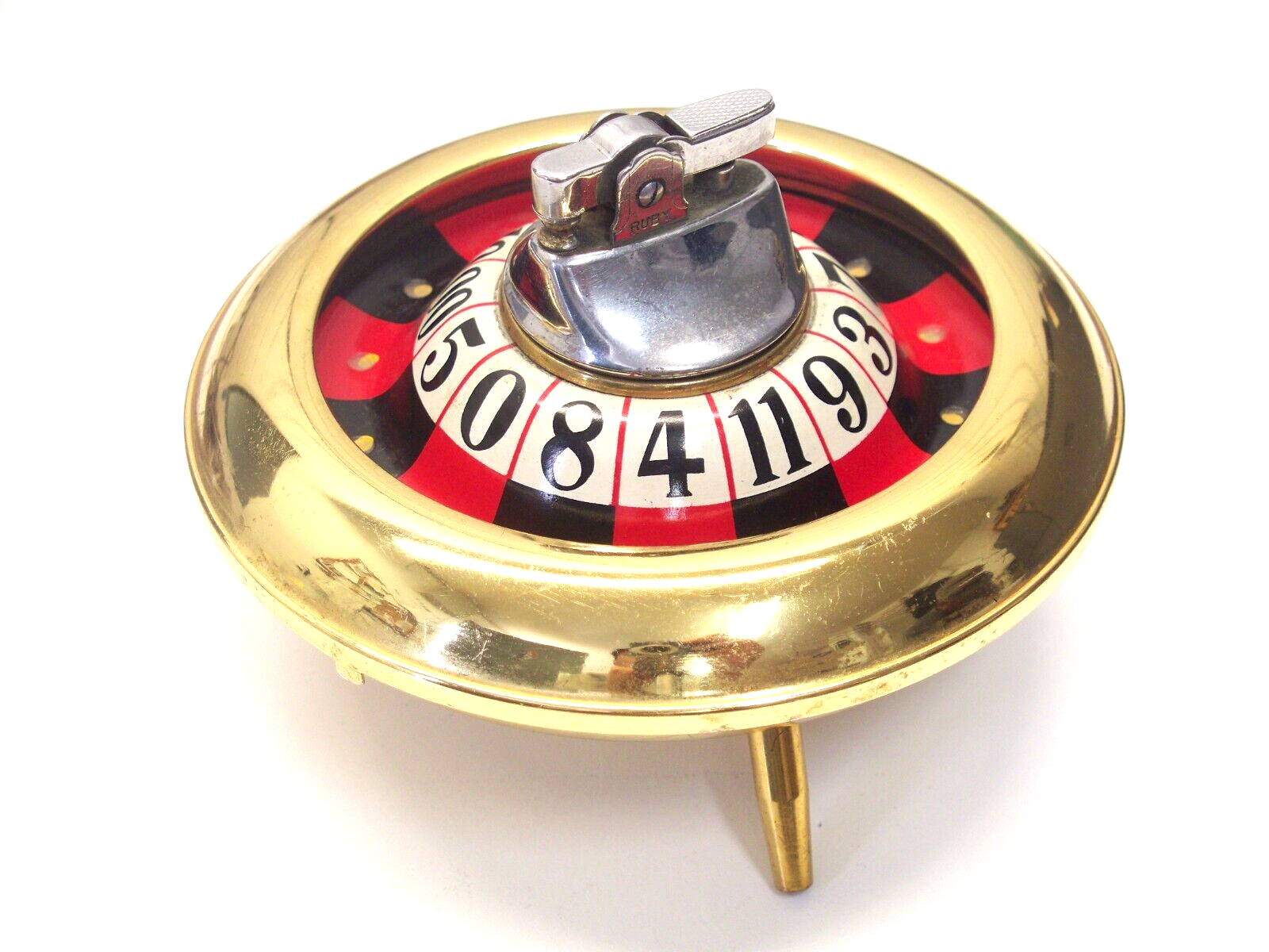 Vintage MidCentury Continental UFO Spinning Roulette Wheel Lighter