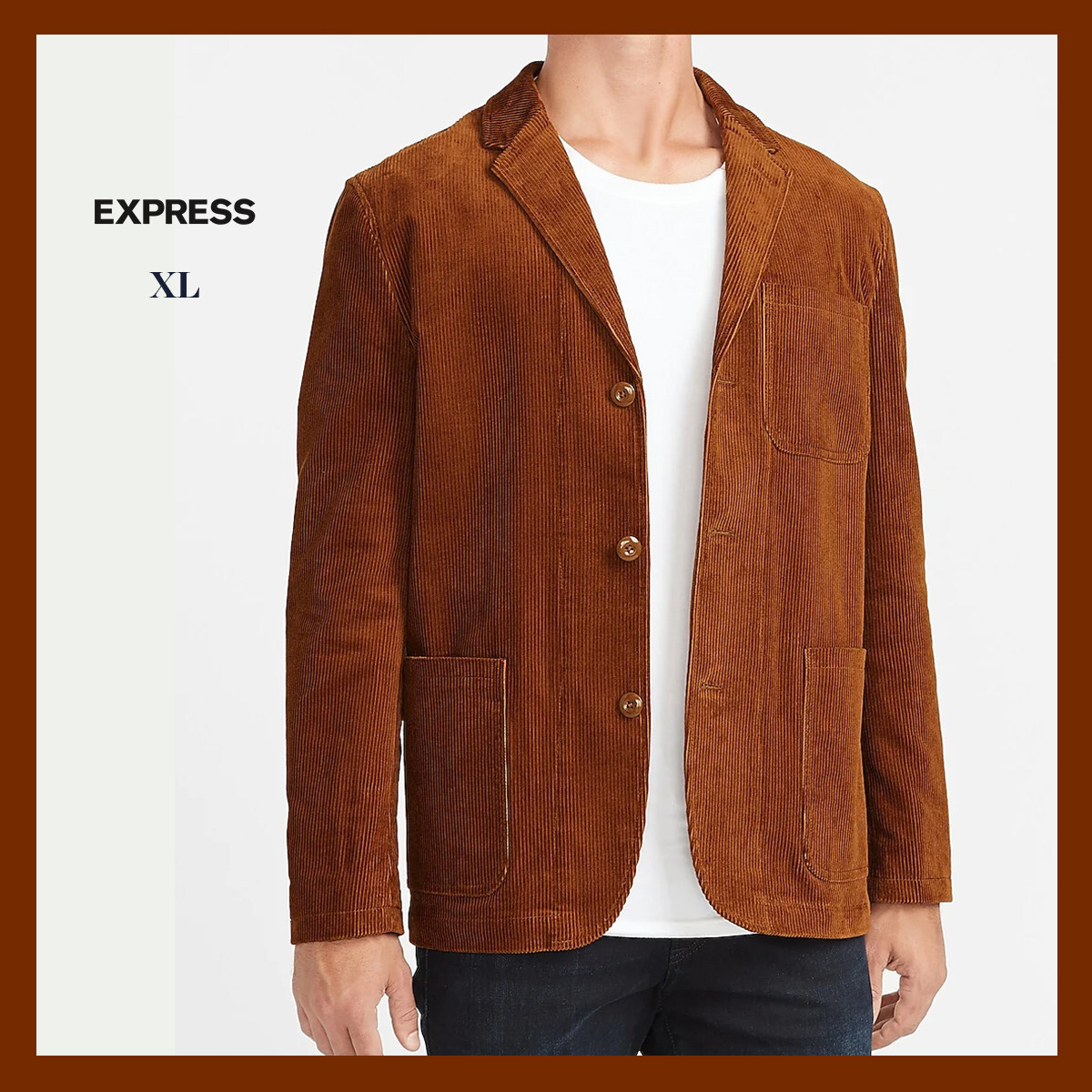 NWT - EXPRESS Men's Corduroy Cotton Jacket, Caramel Sz XL