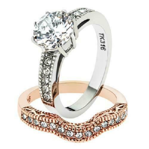 Titanium Steel Couple Rings Geometric Design With Rhinestone Inlay And Gold Accent Matching Rings For Couples