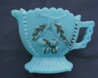Antique WESTMORELAND 1880 Blue Milk Glass Grape and Cherry Creamer, no Lid
