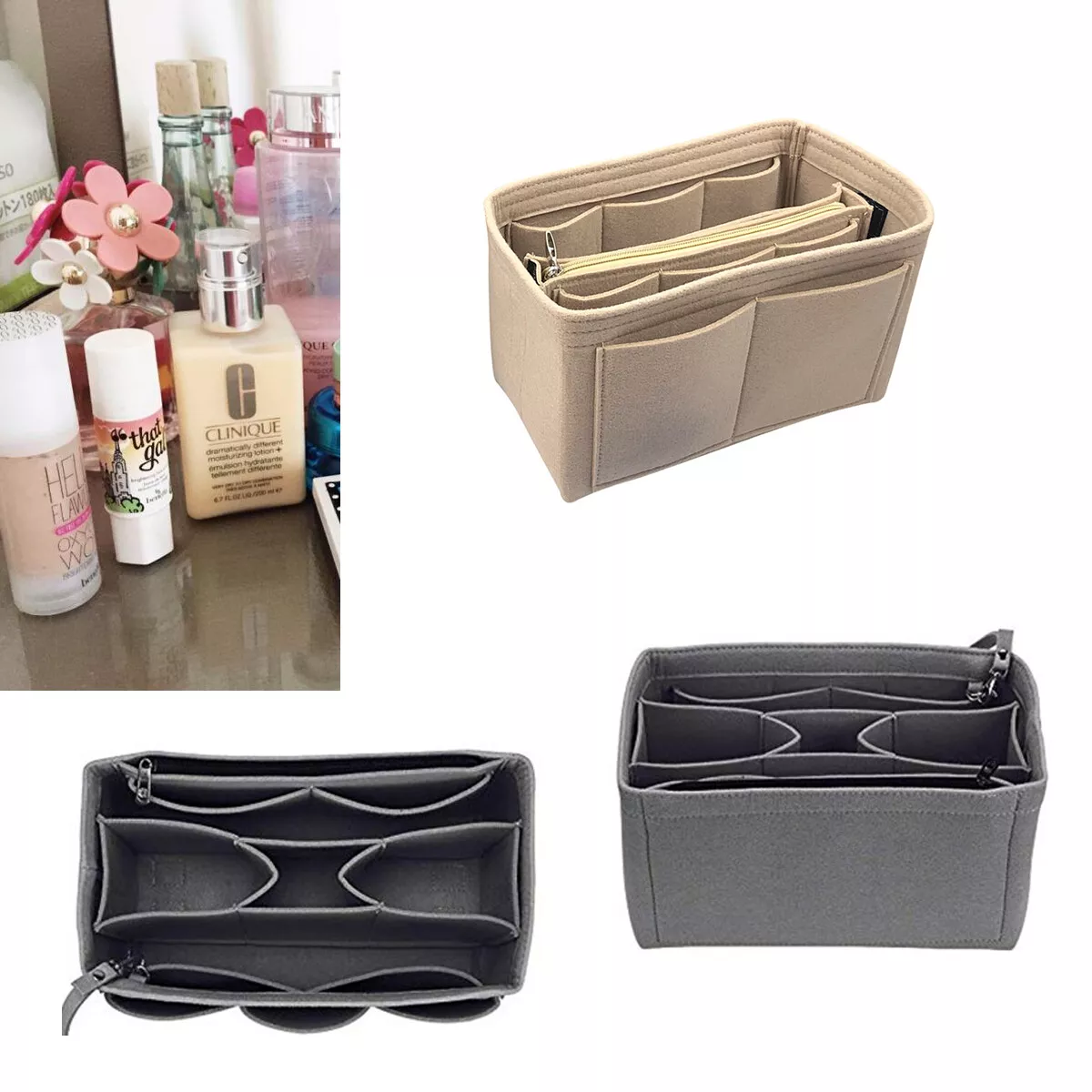 Tote Bag Organizer For Louis Vuitton Neverfull MM Bag with Single Bott