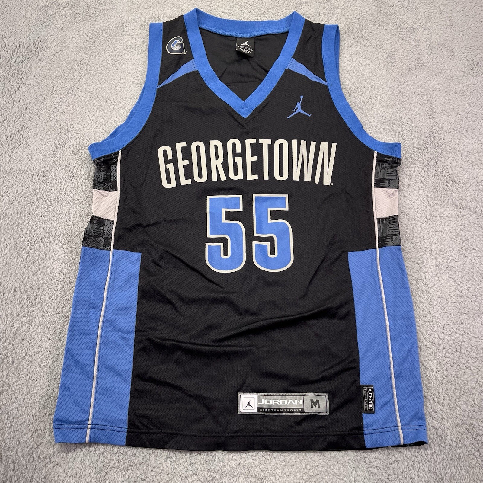 Georgetown Hoyas Nike Air Jordan Jersey Mens Medium Black #55 Roy Hibbert