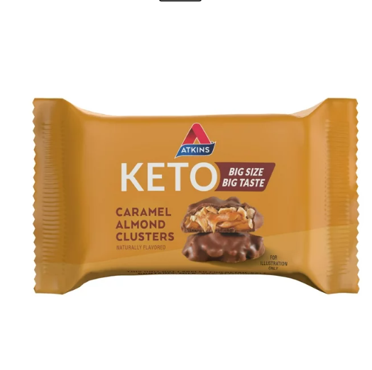 Atkins Keto Caramel Almond Clusters, Gluten Free, High in Fiber, Low