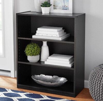 Mainstays 3-Regal Bücherregal mit verstellbaren Regalen, echte schwarze Eiche