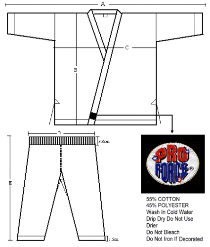 Uniforme de Karate Proforce Gi NEGRO con Cinturón Blanco ADULTO o NIÑO - Imagen 2 de 2