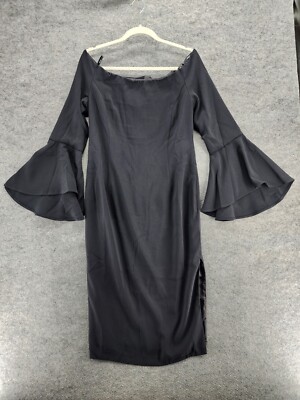 Bardot Dress Womens Large 10 Black Bell Sleeve