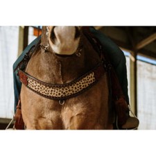 Neu! Schulz Equine Stolperkragen aus dunklem Leder "WILDES KIND" Leopardenmuster