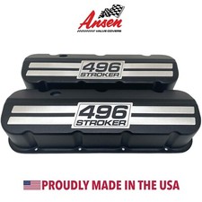 496 Stroker Big Block Chevy Tall Black Valve Covers -engraved Raised Billet Top 496 Stroker Big Block Chevy Tall Black Valve Covers -engraved Raised Billet Top