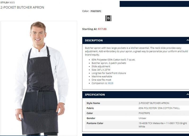 KitchenCraft Blue Butchers Stripe Cotton Apron