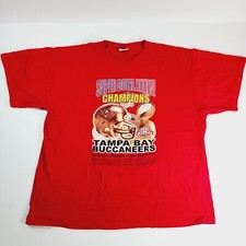 Tampa Bay Buccaneers Super Bowl XXXVII 2003 Vintage Red T-shirt Size 2XL NFL