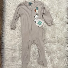 NWT Disney Baby Winnie the Pooh Footed Sleeper 6-9M Beige Ribbed Zip Pajamas
