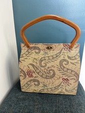 Vintage 60s Tapestry Tote Bag Retro Floral Handbag Boho Hippie