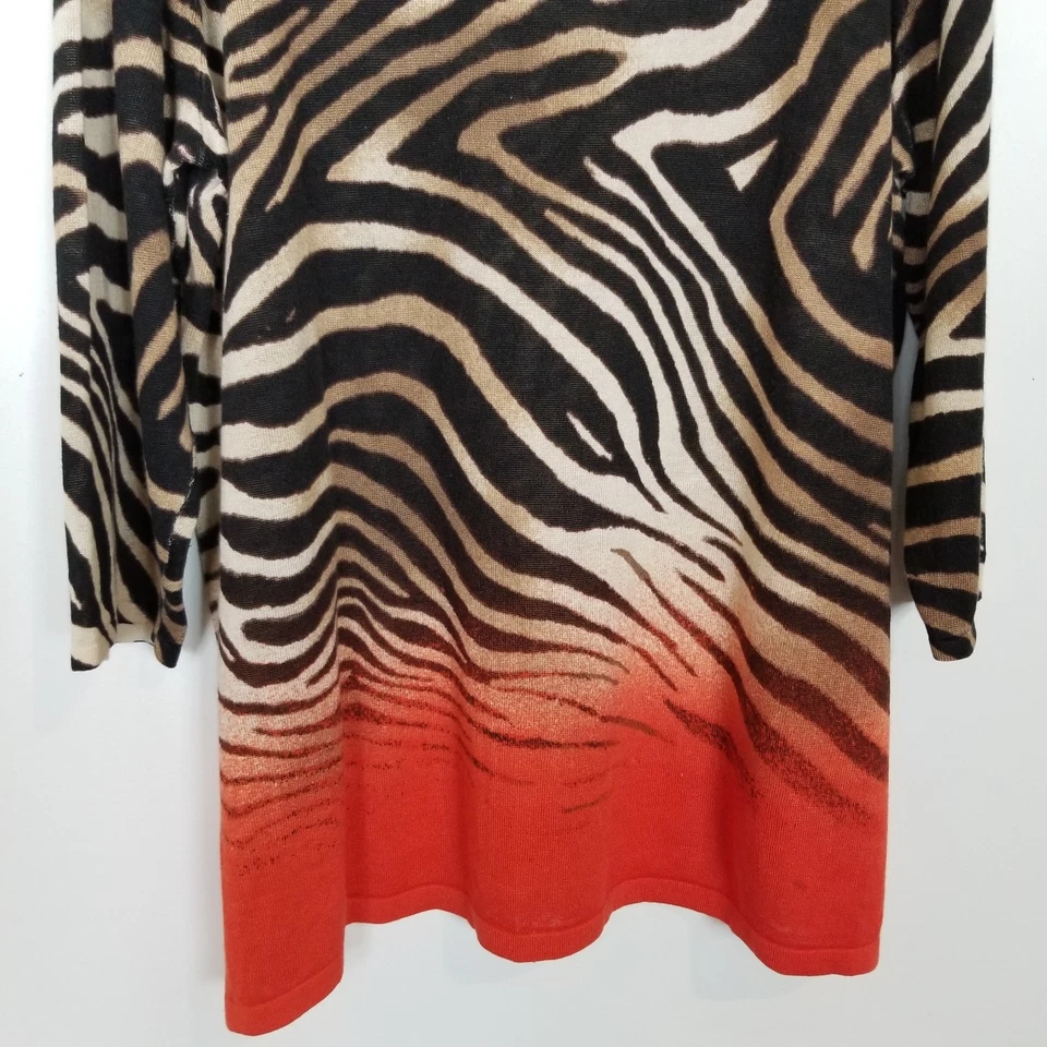 Suéter Lauren Ralph Lauren Marrón Rojo Cebra Ombre Lino Algodón Talla 3X Boho Foto 3 de 4