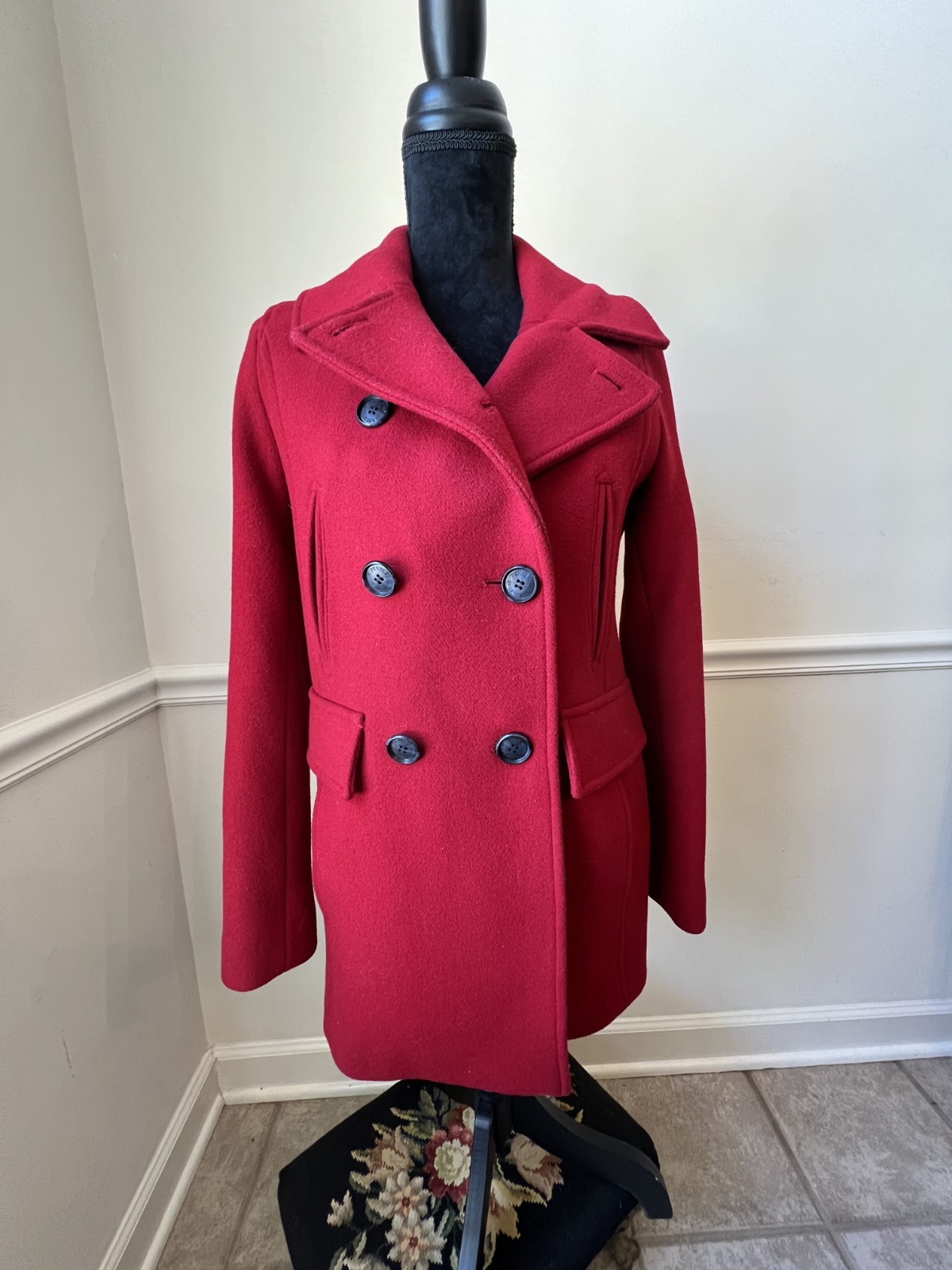 Pendleton Double Button Red Wool Coat Women's Sz 4 - image 1