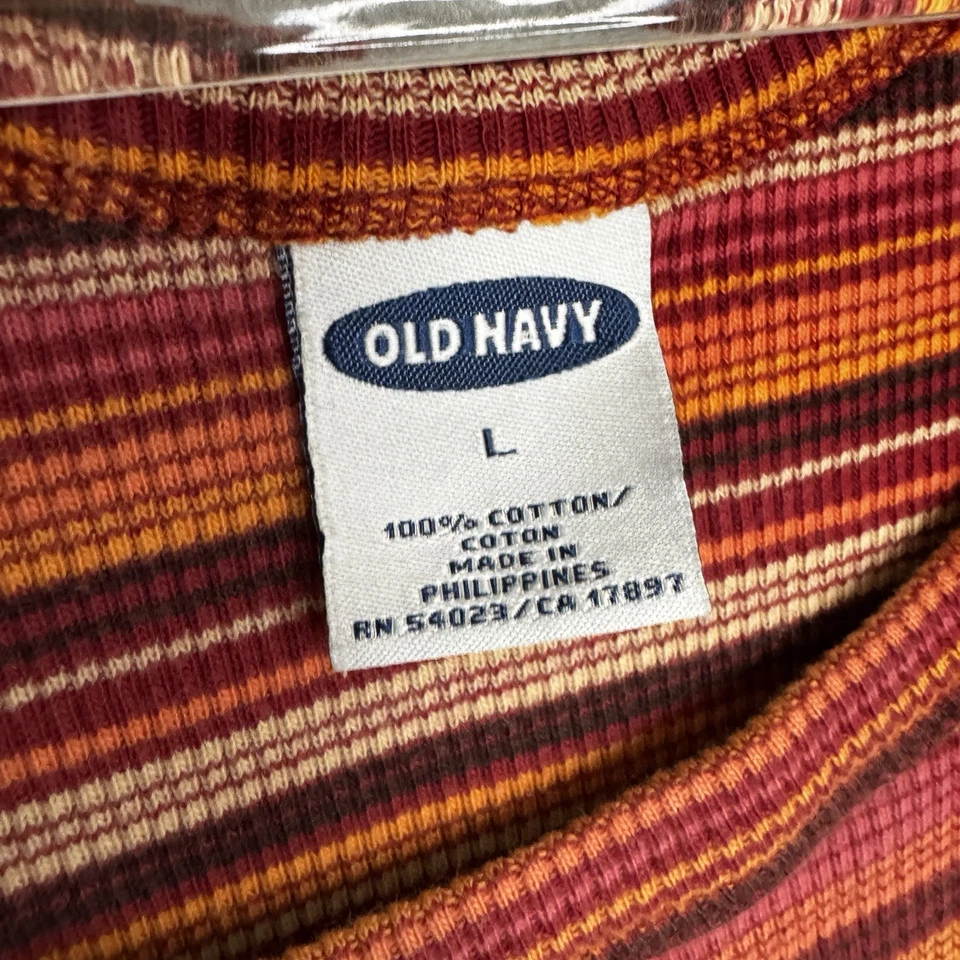 Camiseta sin mangas vintage Old Navy para mujer Y2K de punto acanalado talla L a rayas rojo naranja Foto 2 de 4