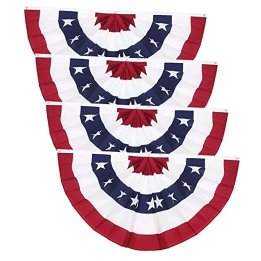 3x6 Ft American Pleated Fan Flag (Set of 4) – Patriotic Half Fan Bunting, 4th 1