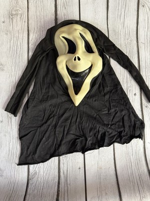Vintage Fun World Div Scream Ghostface Mask White Shroud Silly Smile Happy Glow
