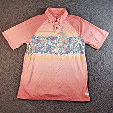 Tommy Bahama IslandZone Polo Mens Medium Pink Floral Golf Shirt Stretch NWT