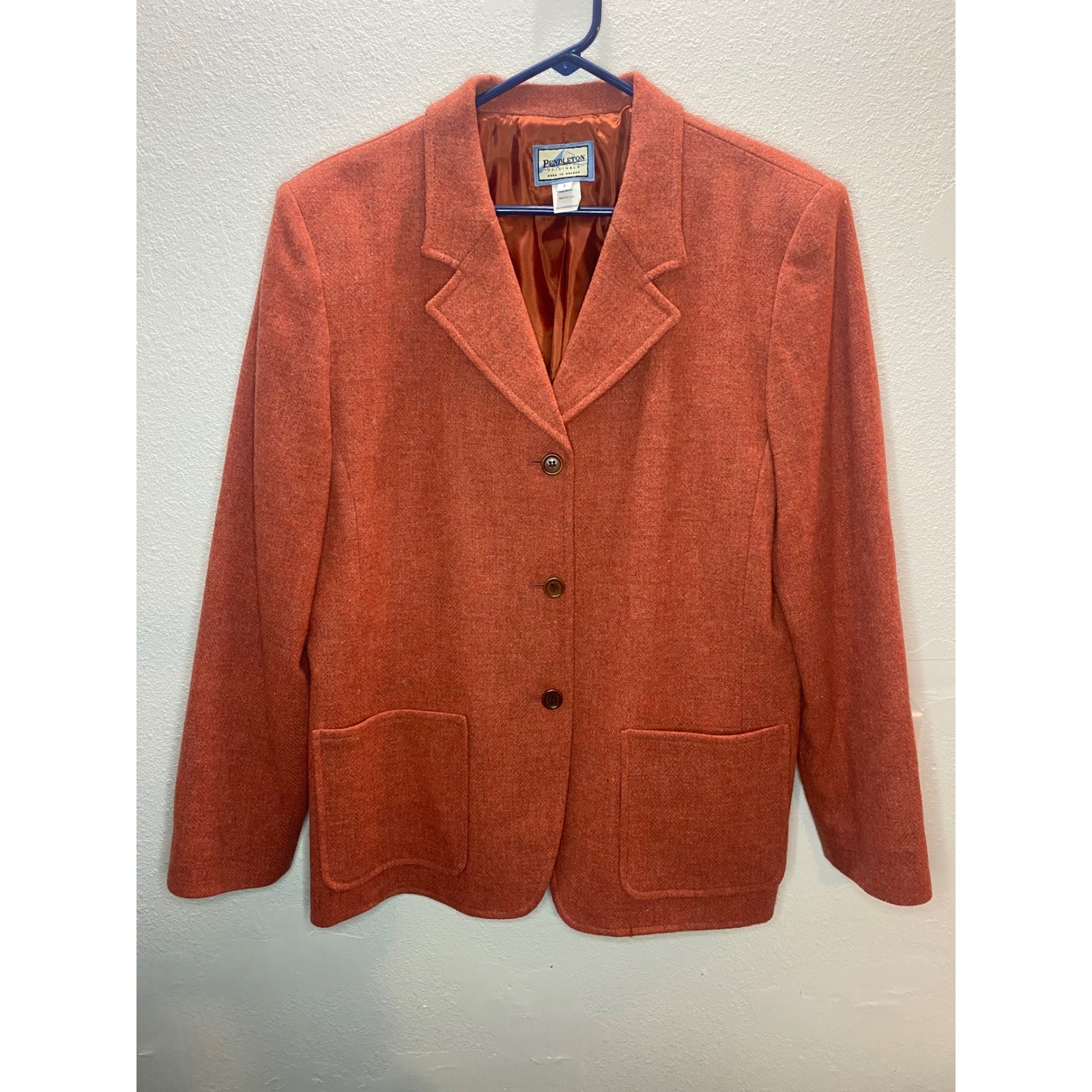 Pendleton Wool Blazer Jacket Womens L Orange Exce… - image 1