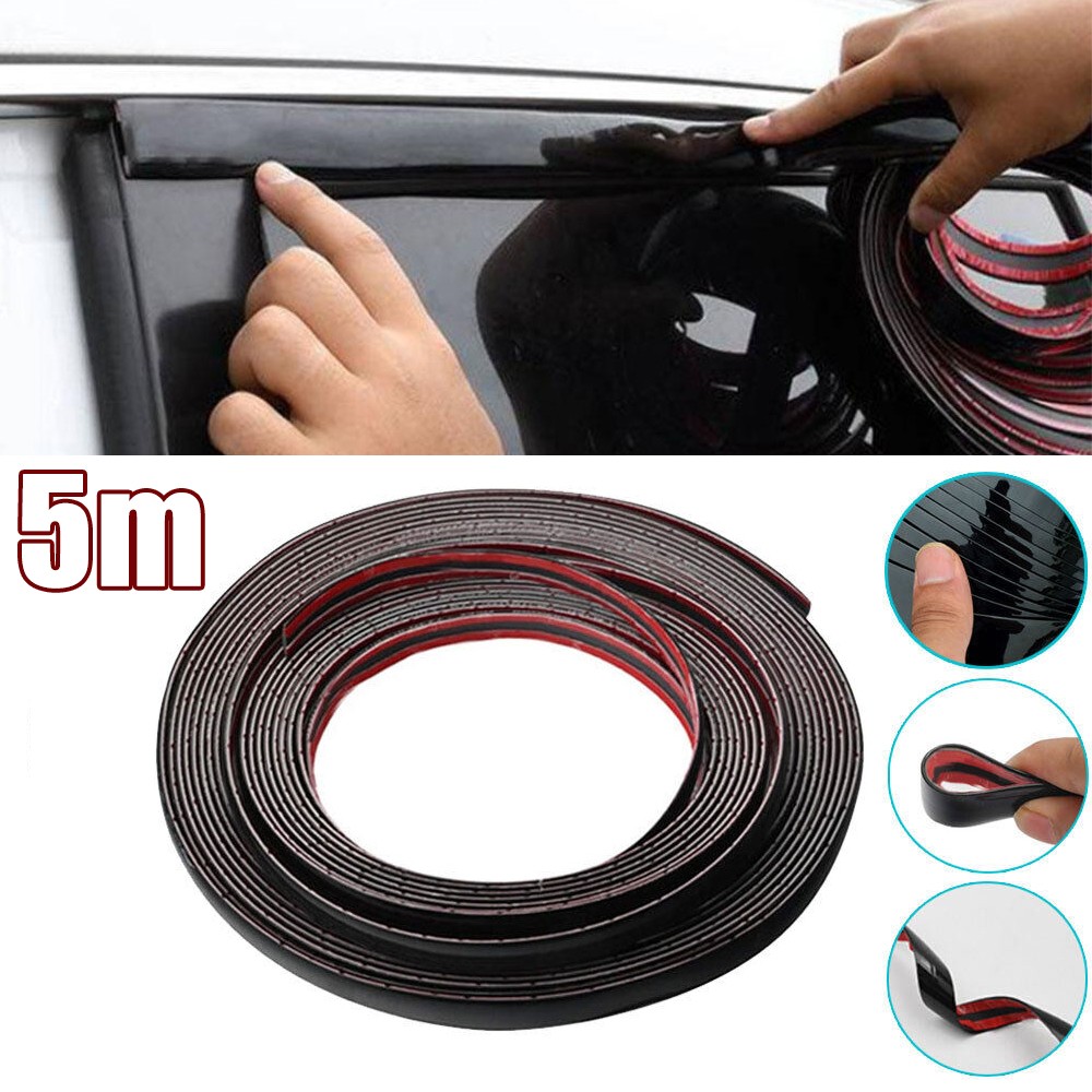 Black 5m Trim Molding Strip Decoration Car Body Door Side Protector Accessories