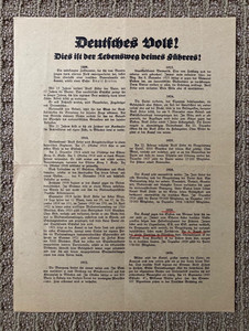 1934 GERMAN REFERENDUM BROADSIDE (MERGING WW2 GERMAN CHANCELLOR & PRESIDENT)