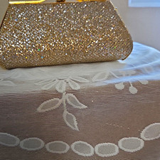 Gold Beaded Evening Bag Clutch Handbag with Top Handle Bridal Style
