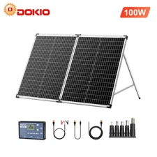 Dokio 100W Portable Foldable Solar Panel Kit for Camping/RV/Car Battery/Home