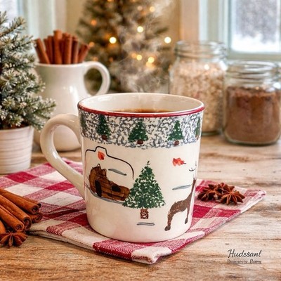 Hudson Bay 1999 winter sled cabin coffee mug 4  tall Cabin