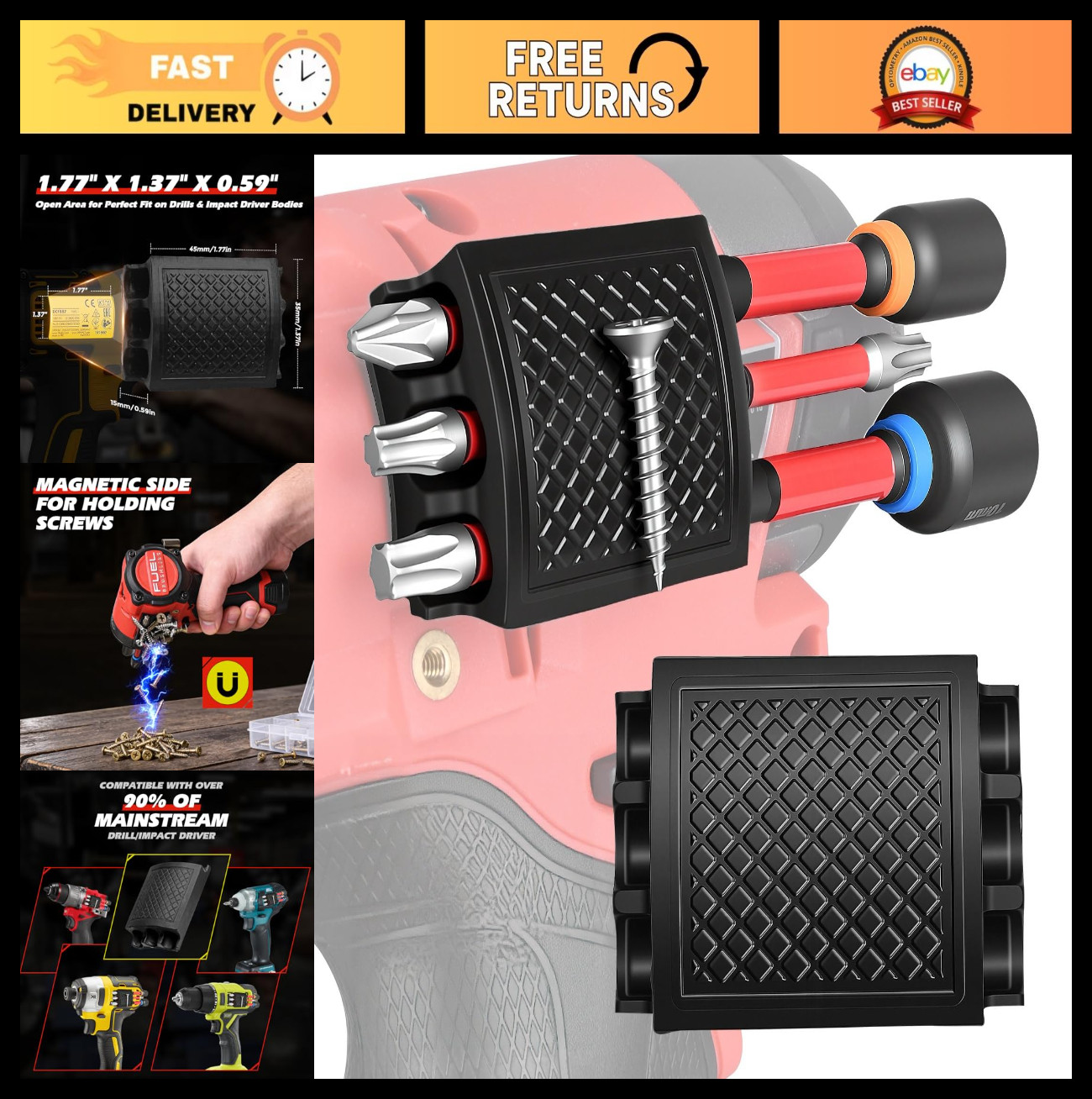 Universal Magnetic Bit Holder for Drill & Impact Driver - Super Strong Adhesion,
