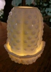 Vintage Fenton White Milk Glass Hobnail Fairy Lamp Light