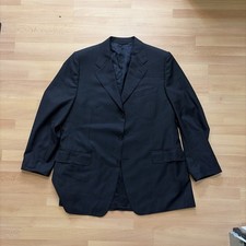 Canali Wool Three-Button Navy Pinstripe Blazer Jacket Size 44R Made In Italy