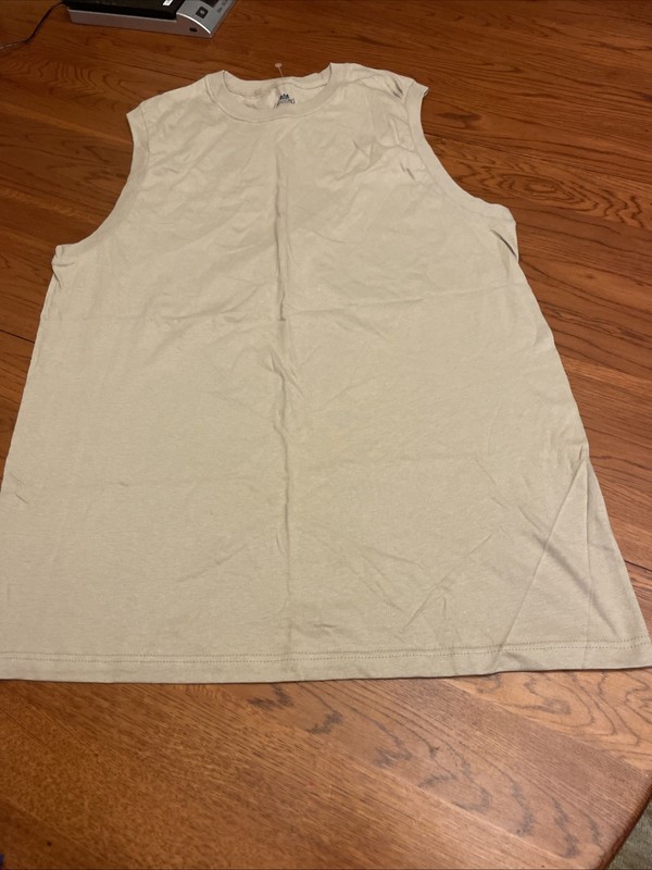 Stafford Men Crew Neck Athletic Sleeveless T-Shirt  Lg. Tan