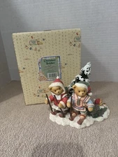 1998 Cherished Teddies Segrid Justaf Ingmar Figurine #352799 Skiers Christmas