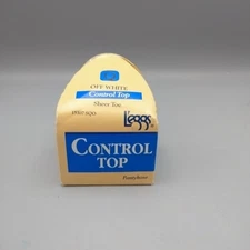 vintage L'Eggs Sheer Control Top Size Q Off White Sheer Toe Sealed USA