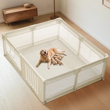 Dog Playpen with Door, Whelping Box/Potty Training for Dogs, 71x59x24 Inch Sp...