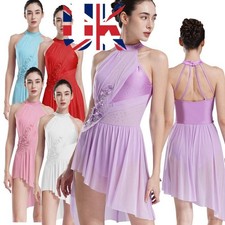 Women's Applique Lyrical Dance Dress Irregular Flowy Skirt Contemporary Costume