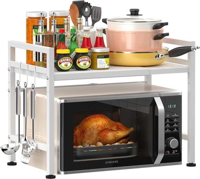 MULTIBAO 2 Tier Microwave oven Rack Stand Storage Corner Holder Kitchen Expandable Shelf
