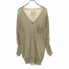 Used sacai Japan 13-01789 Long Sleeve Eco Layered V-neck Sweater 2 Light Gray Kn