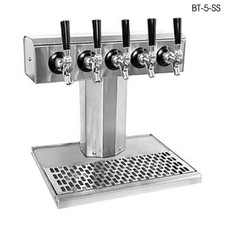 Glastender BT5MFR 5Faucet Mirror Finish Glycol Tee Tower w/Drain Pan