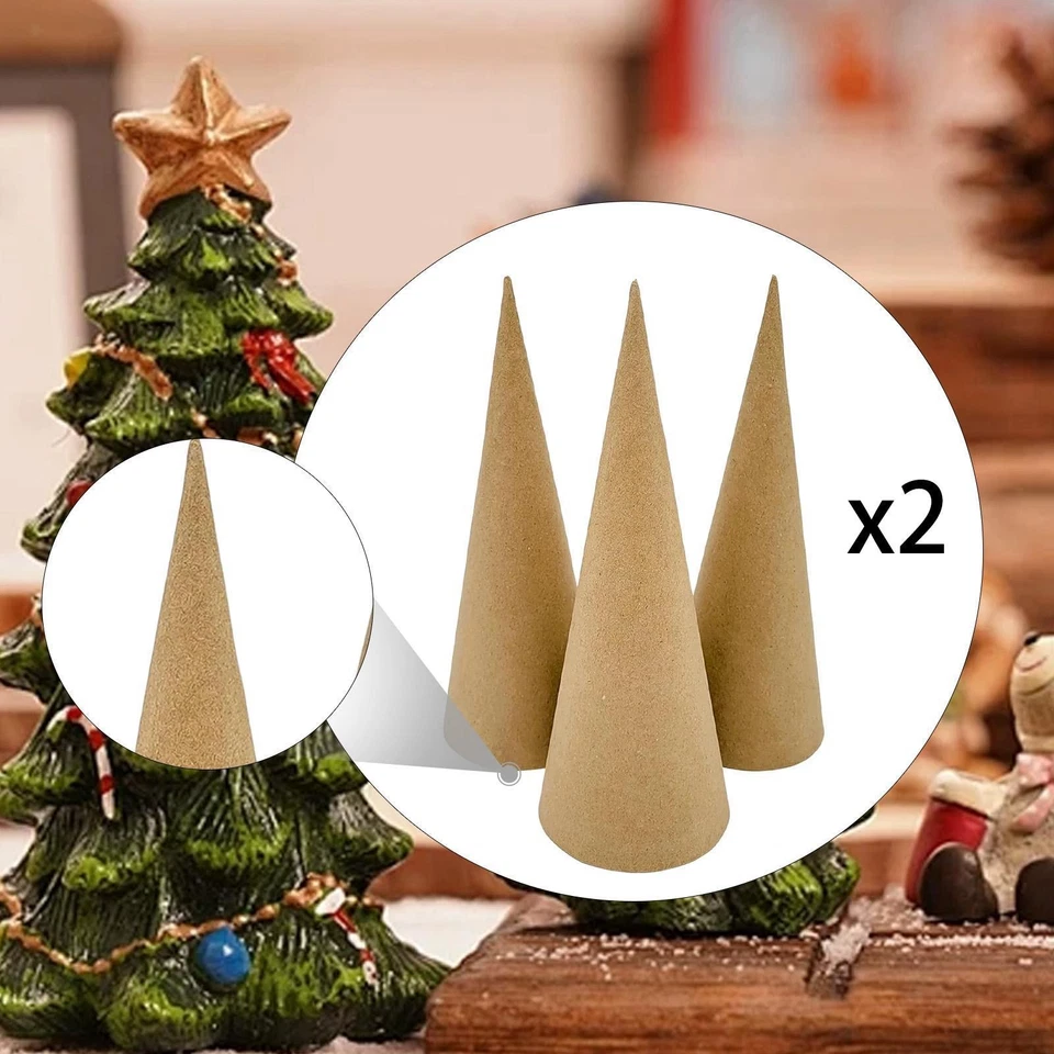 Lot de 6 cônes en papier mâché, cônes en carton, décoration de Noël, pour - Photo 3/4