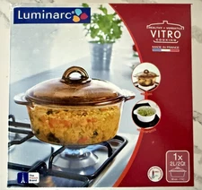Luminarc Vitroflam Blooming Heat Resistany Glass Casserole Pot w Lid