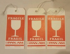 Vintage Pan Am Airlines Fragile Paper Tag (Lot of 3)