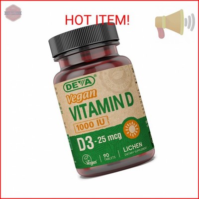 DEVA Vegan Vitamin D3 Supplement - Once-Per-Day Tablet with 1000 IU - Cholecalci